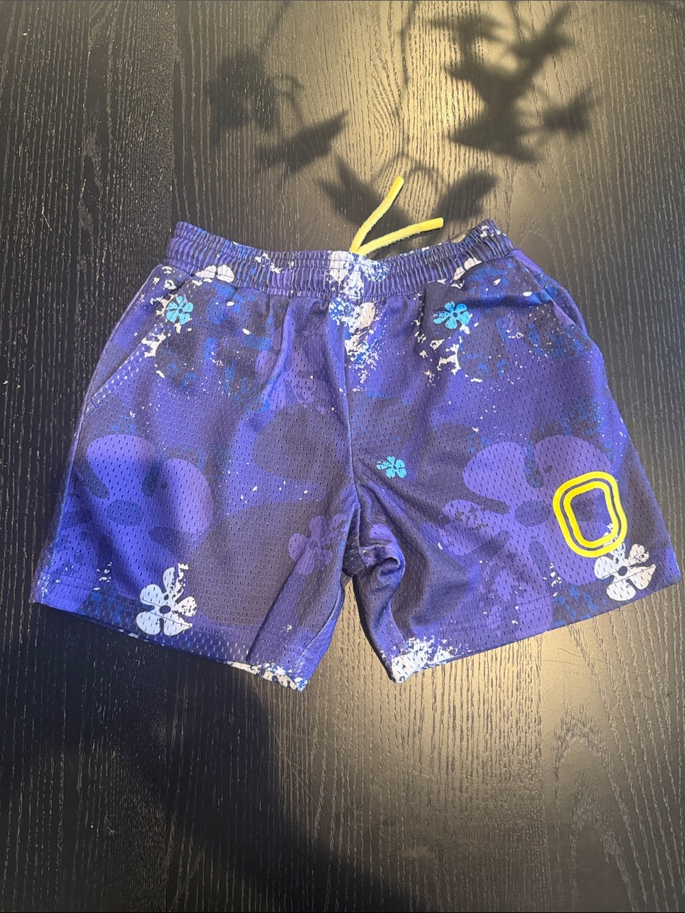 Overtime boys SpongeBob Blue Floral Shorts with Yellow Drawstring